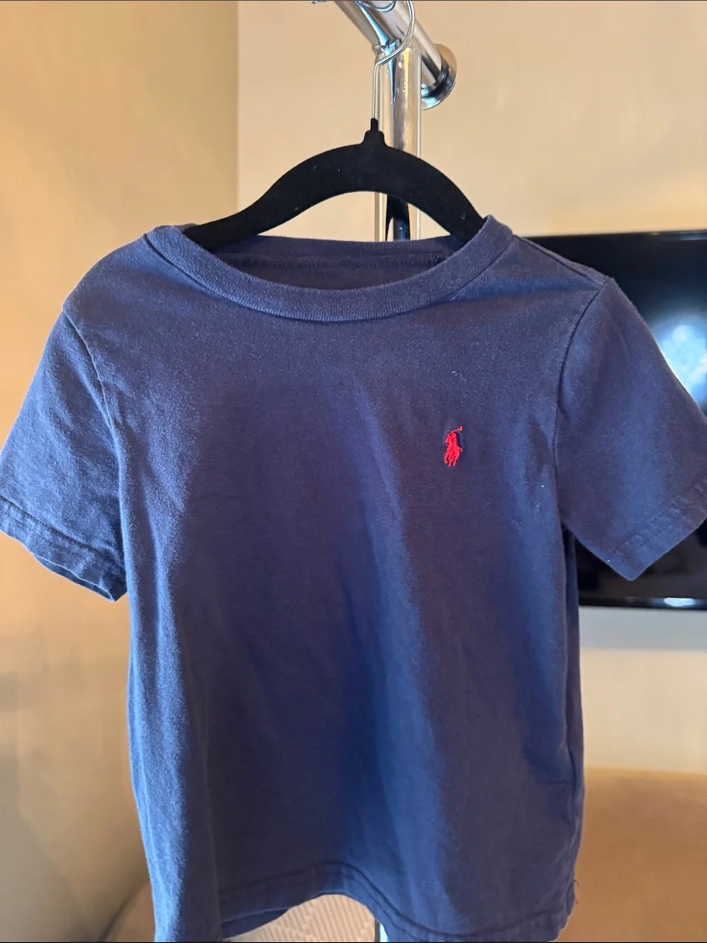 Ralph Lauren Navy Short-Sleeve Tee with Red Pony Logo